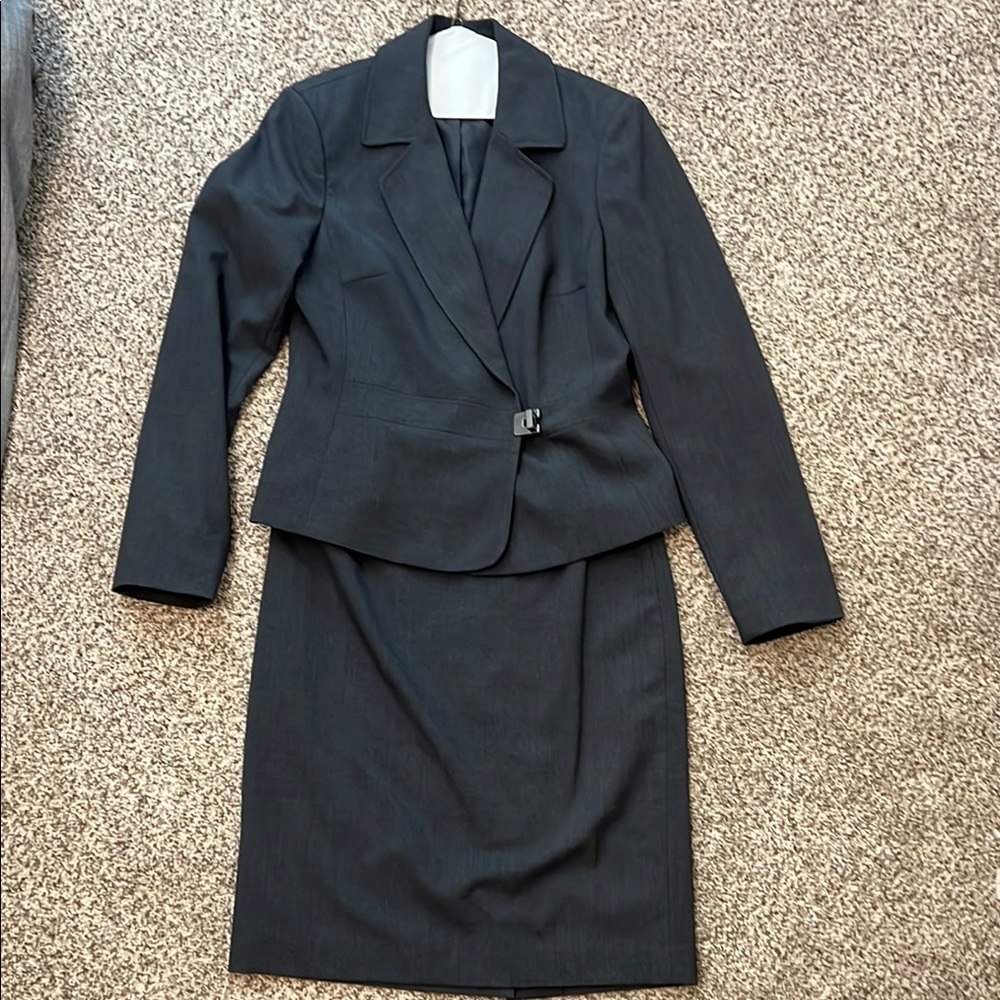 Calvin Klein Charcoal Gray Blazer and Skirt Set